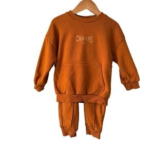 LCW Baby Champs Rusty Orange Sweatshirt and Pants Set 12-18 months